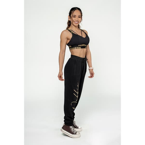 Nebbia Urheilu Top Korkea Tuki Padded Intense Iconic Gold Musta XS Nainen
