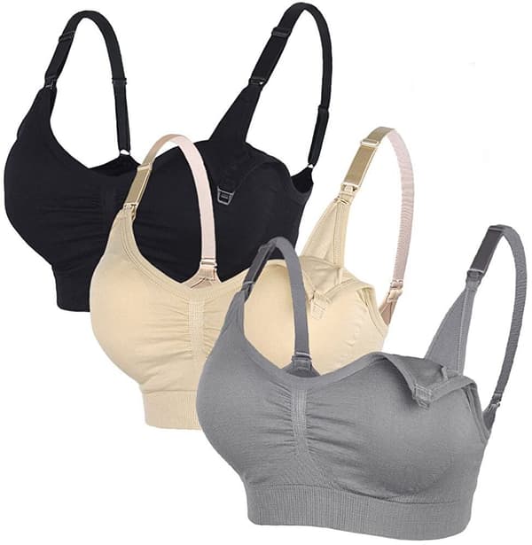 INF BH för amning, 3-Pack (Svart + Beige + Grå) L