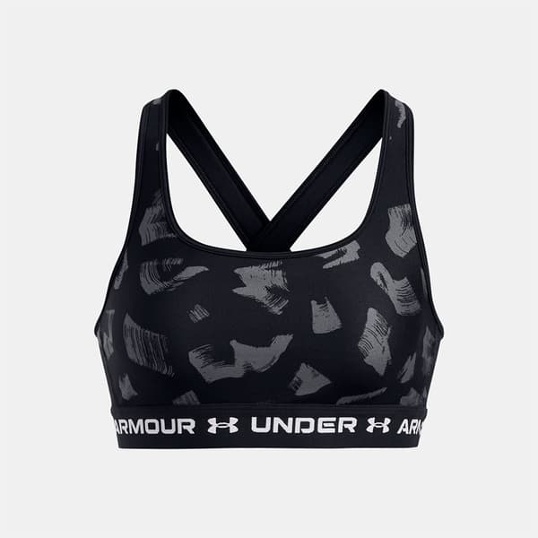 Under Armour Crossback Print Sport-bh Medium Stöd Svart,Grå XS Kvinna
