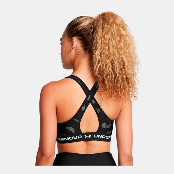 Under Armour Crossback Print Sport-bh Medium Stöd Svart,Grå XS Kvinna