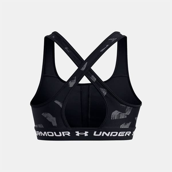 Under Armour Crossback Print Sports-bh Medium Støtte Sort,Grå S Kvinde