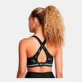 Miniatyrbillede 2 af 4: Under Armour Crossback Print Sports-bh Medium Støtte Sort,Grå S Kvinde