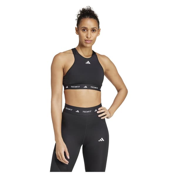 Adidas Techfit High Neck Sports-bh Med Medium Støtte Sort L / CD Kvinde