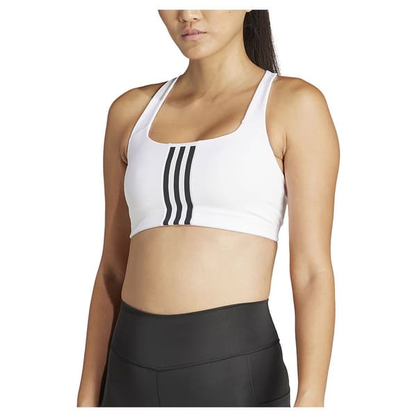 Adidas Powerimpact 3 Stripes Sports-bh Med Medium Støtte Hvid S / AB Kvinde