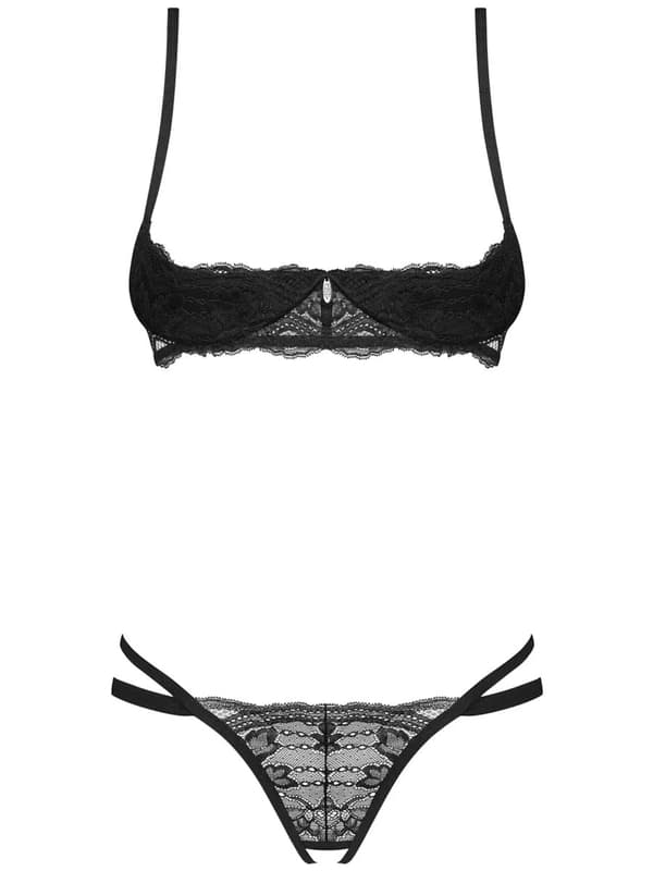 Obsessive Nutris 2-pcs Crotchless Set M/L Sexy undertøy
