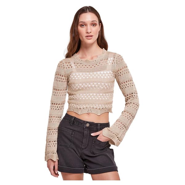 Urban Classics Crochet Langærmet Top Beige 2XL Kvinde