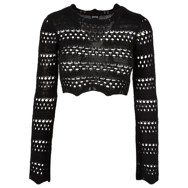 Urban Classics Crochet Langærmet Top Sort 5XL Kvinde