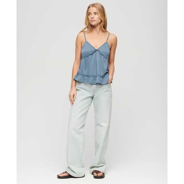 Superdry Tiered Jersey Cami Top Blå XS Kvinna
