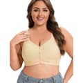 Miniatyrbillede 2 af 5: INF Beige blonde bh uden bøjle, blød skålbh med frontlukning