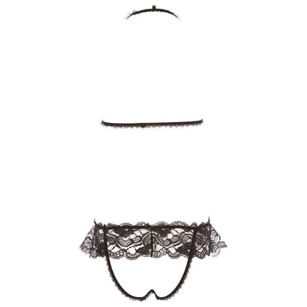 Ensemble Bh Öppen - Rene Rofe - Peek A Boo - Svart Spets - Röda Detaljer - M/L