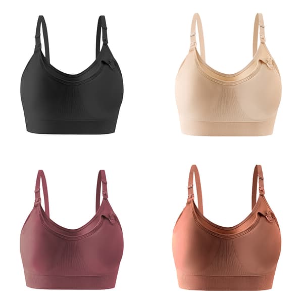 INF Amningsbehå 4-pack - Svart, Beige, Vinröd, Kaffe  XL