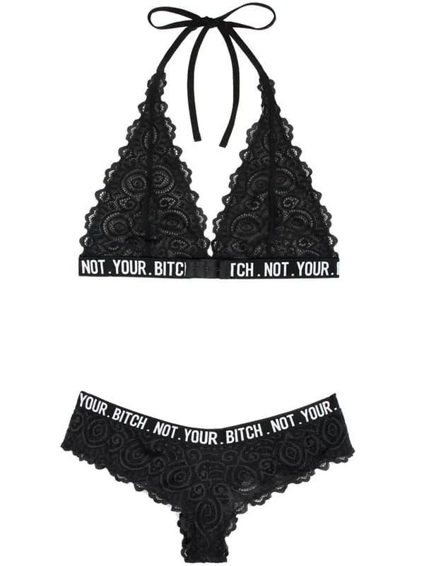 Not Your Bitch Lace Bralette & Cheeky Panty Alusvaatesetti