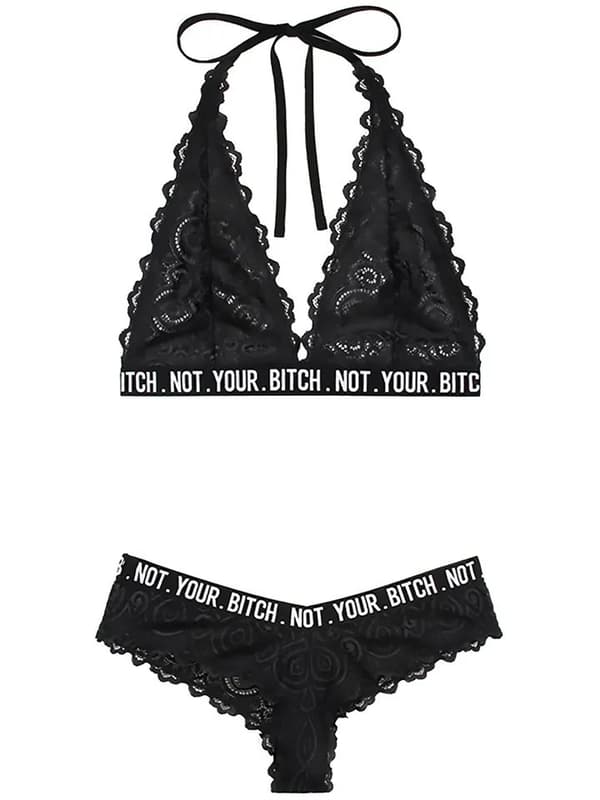 Not Your Bitch Lace Bralette & Cheeky Panty Queen Lingerisæt