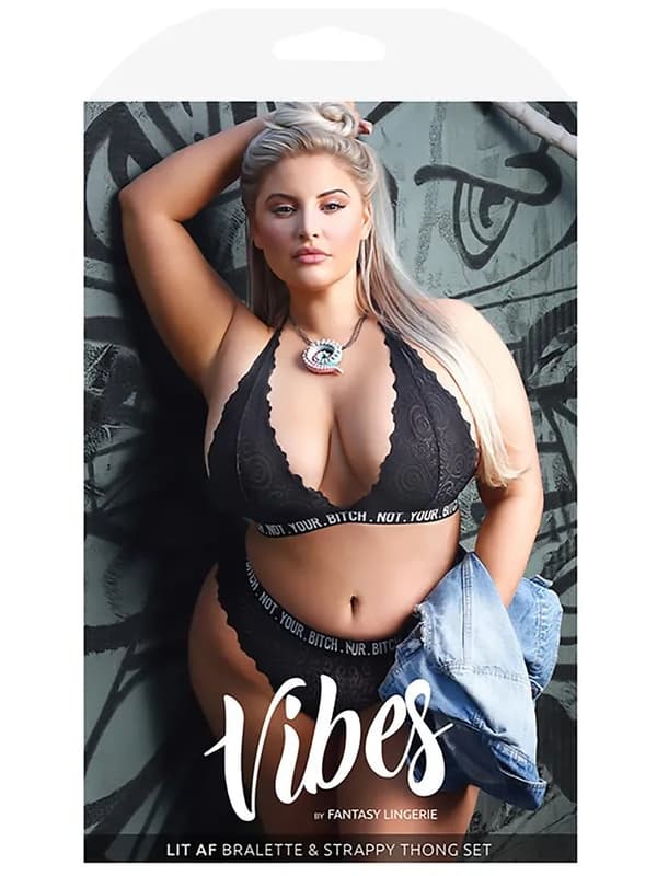 Not Your Bitch Lace Bralette & Cheeky Panty Queen Lingerisæt