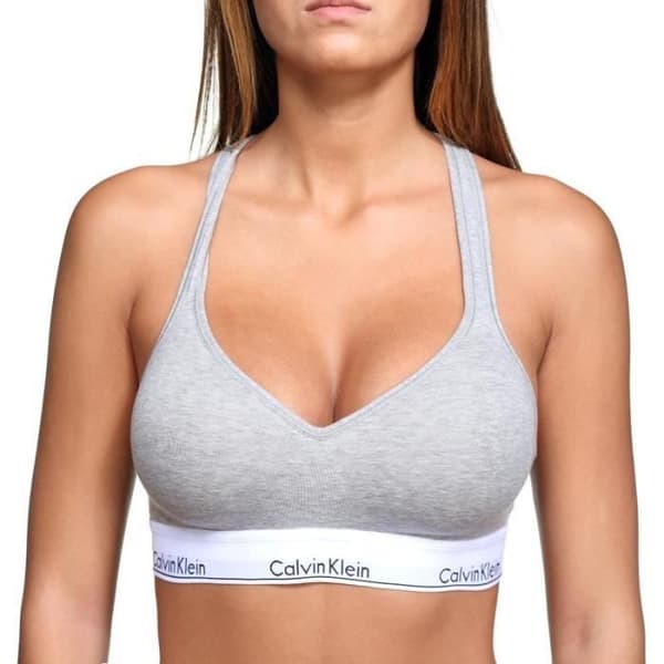 Bh - Calvin Klein - Grå - Stretchbomull - V-ringning - Korta ärmar