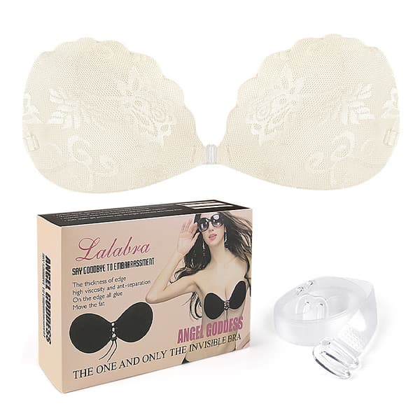 INF Osynlig BH Djup V Spets Silikon Beige A