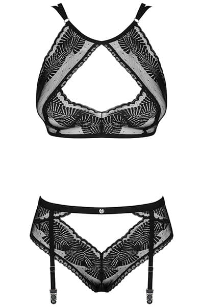 Obsessive Allastia 2-pcs Set Black Sexet undertøj