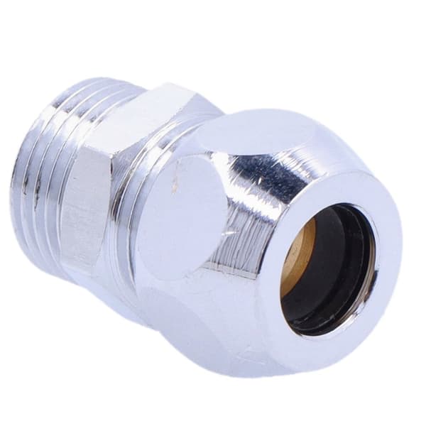 Rak koppling med utvändig gänga 3/8"x3/8"", 10 mm, krom, klämma