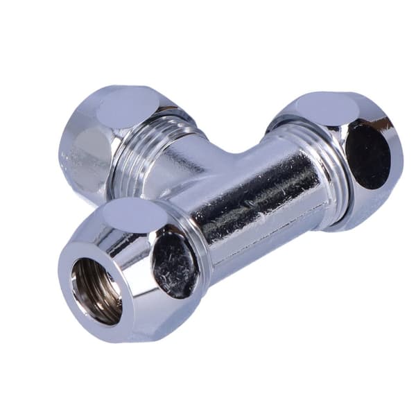 T-koppling 3/8""x3/8""x3/8"", 10 mm, krom, 3x klämma