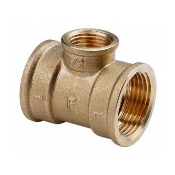 Mässingsreducerande T-rör 3/4"x1/2"x3/4" gul