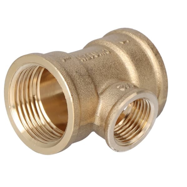 Mässingsreducerande T-rör 1"x1/2"x1"" gul