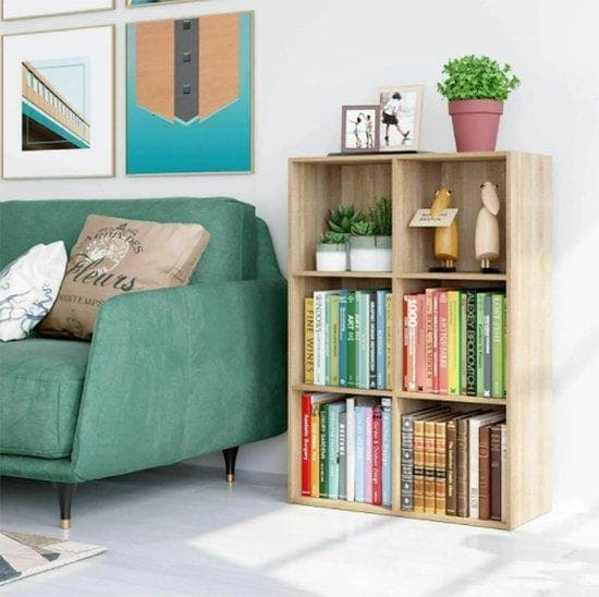 Träbokhylla - Skåp - Bokhylla - Bokhyllor - Bokställ - 6 Fack - Möbler för vardagsrum och sovrum - Brown