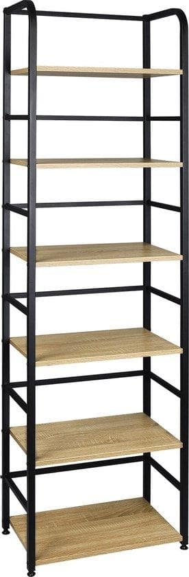 Loft Home Modern Bookcase - Industrial Wall Cabinet - 6 -Laags - Bokhylla - 6 förvaringsfack - Skåp - förvaringsskåp - Ãppet - Brun - Svart
