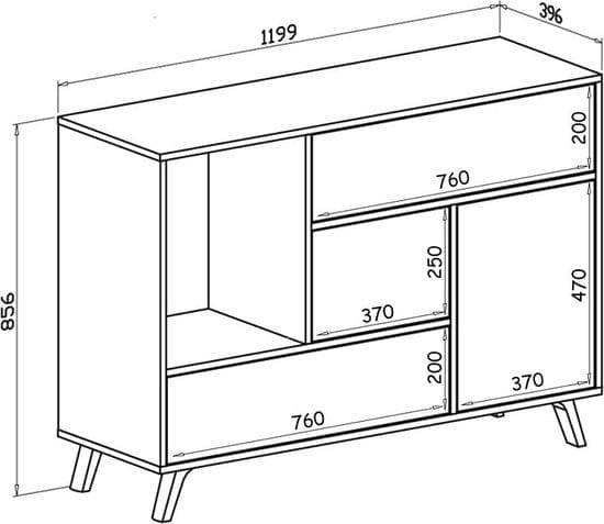 Homesse Sideboard - Dresser skåp - Skåp - Skåpsarrangör - Skåp - Skåp - förvaringsskåp