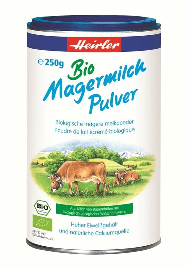 Heirler vähärasvainen maitojauhe, luomu, 250g