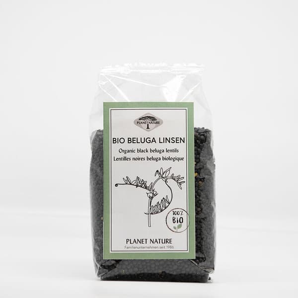 3 x Planet Nature Bio Beluga linser sort, 500g