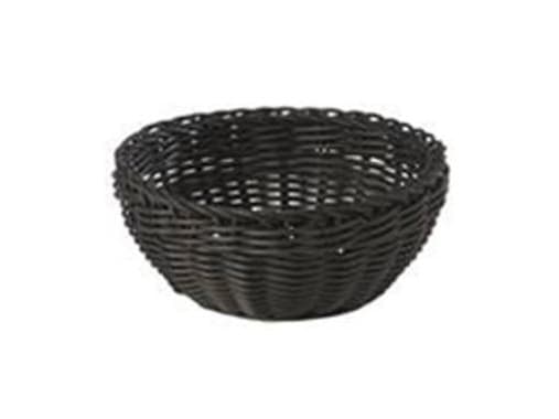 Brødkurv Ø20x8 cm Rund Kraftig flet PP Sort,48 stk/krt