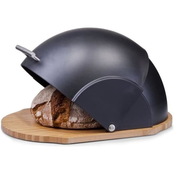 Brödlåda - Zeller - Rund - Svart - Plast - Bambu - 37x26x20,5 cm