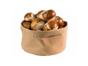 Brödkorg Ø20x13 cm Kraft vikbar papperspåse Läderlook Brun,1 st