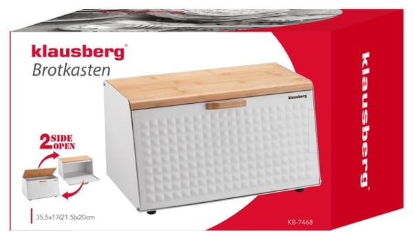 Brødkasse af stål-bambus, hvid Klausberg