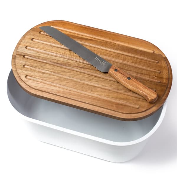 Plastsäck med skärbräda och kniv