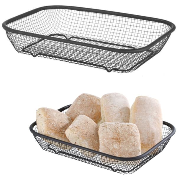 Trådkorg för servering av bröd och frallor 295x220x60 mm svart - Hendi 425558
