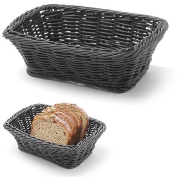 Suorakaiteen muotoinen polypropeenileipäkori, musta, 190x130x60 mm - Hendi 426791