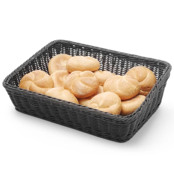 Bröddisplaykorg, snett rektangulärt bröd, svart 400x300x120 mm - Hendi 426661