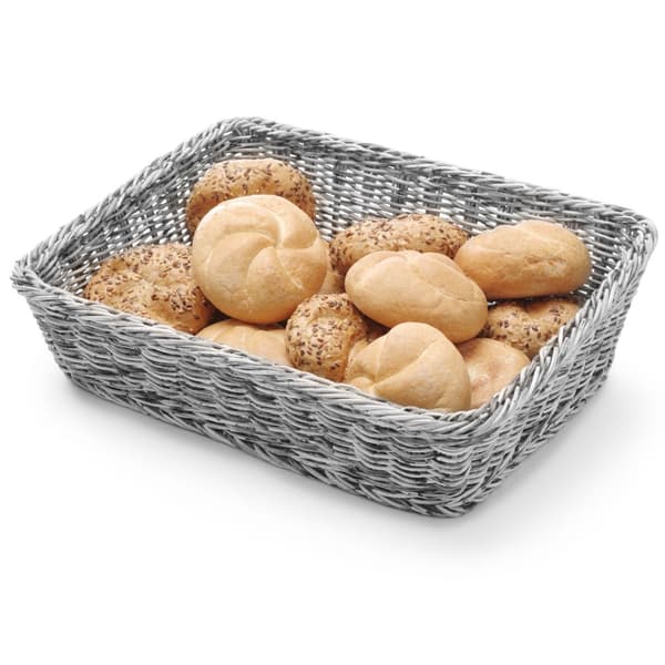 Bröddisplaykorg, lutande rektangulärt bröd, grått 400x300x120 mm - Hendi 426661