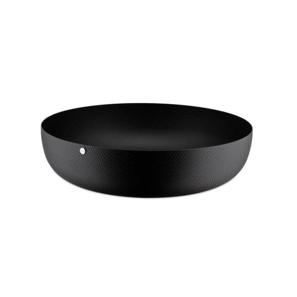 Alessi - JM17/29 BT - Rund designkorg, färgat stål med epoxiharts och präglad dekoration, svart, 29 cm