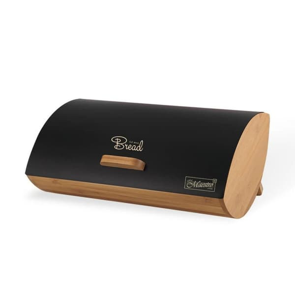 Brødkurv Feel Maestro MR-1775-BLACK Sort Træ Metal Bambus 25 x 13,3 x 36,5 cm