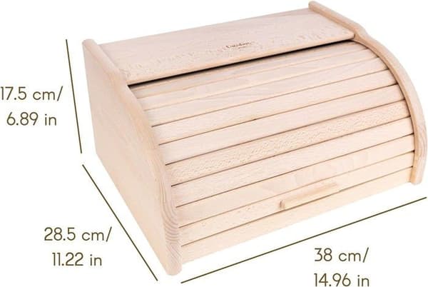 Creative Home Natural Bread Box | 38 x 28,5 x 17,5 cm | Brödlåda | Brödlåda av trä | Trälåda | Brödkorg