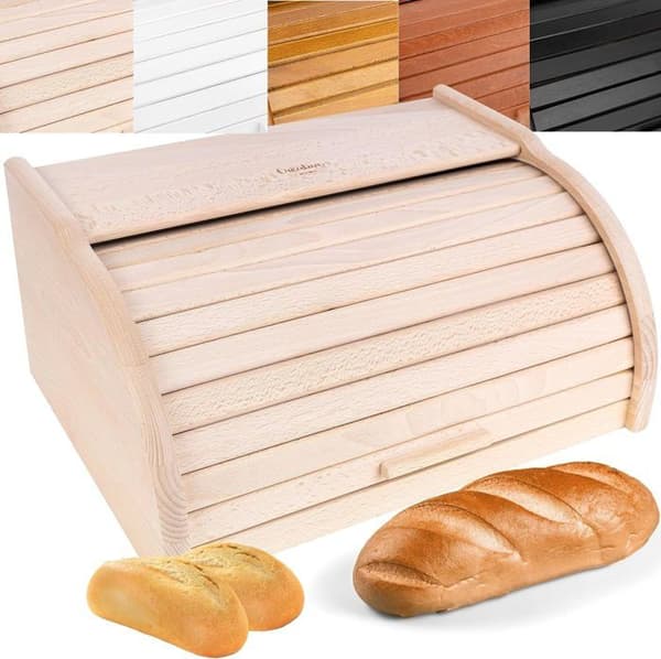 Creative Home Natural Bread Box | 38 x 28,5 x 17,5 cm | Brödlåda | Brödlåda av trä | Trälåda | Brödkorg