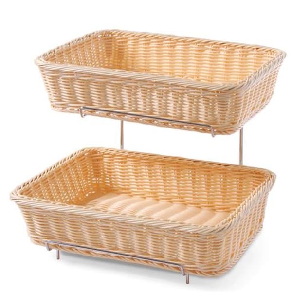 Dobbeltdækker brødkurve af polyrattan med stel - Hendi 561201