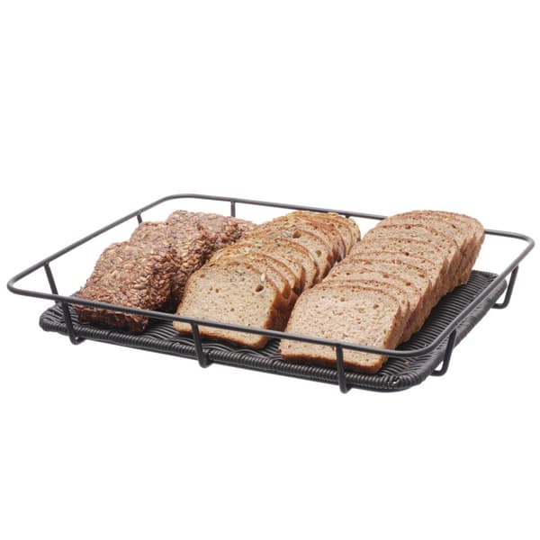 Brödkorg med ram i rostfritt stål svart 400x300x50 mm - Hendi 426555