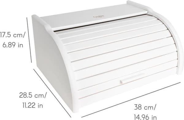 Brödlåda - Kreativt hem - 38 x 28,5 x 17,5 cm - Bokträ - Vit - Modern design