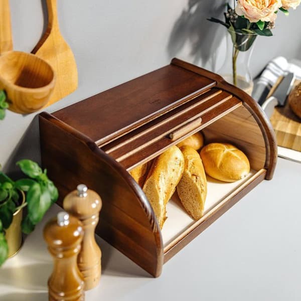 Creative Home Brown Bread Box | 38 x 28,5 x 17,5 cm | Brödlåda | Brödlåda av trä | Trälåda | Brödlådor