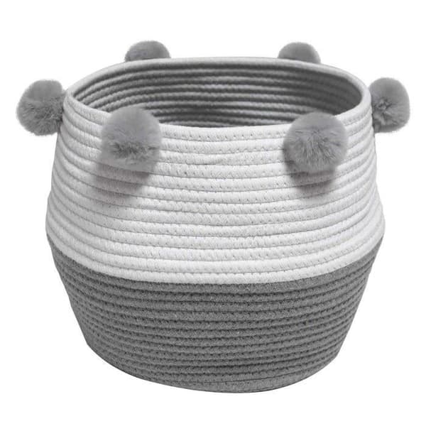 KORG+POMPONS (0)28 x HT 23 CM BICOLOR BOMULL SUZY GRÅ/VITT (0)28 x H 23 CM