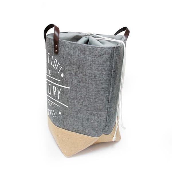 Korg - LIVSSTIL - 30 x 30 x H 50 cm - Polyester tryckt - Jute - Grå