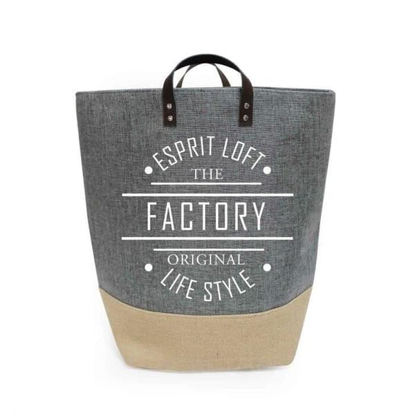 Korg - LIVSSTIL - 30 x 30 x H 50 cm - Polyester tryckt - Jute - Grå